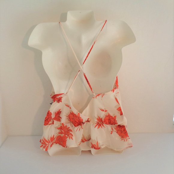 ASTR the Label Nordstrom Floral Peplum Tank Top Strappy Back Cami Red Size XL - Picture 4 of 6